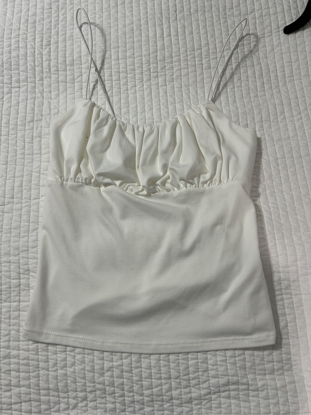 Women’s White Ruched Cami Tank Top
